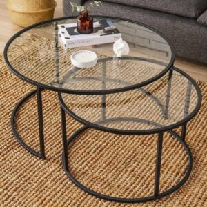 Modern Nesting Glass Coffee Table Set